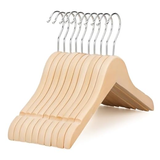 TOPIA HANGER Unfinished/Natural Kids Children Baby Wood Wooden Clothes Dress Shirt Hangers with No Painting - 360°Stronger Flexible Hook- Extra Smoothly Cut Notches, 10 Pack CT09N