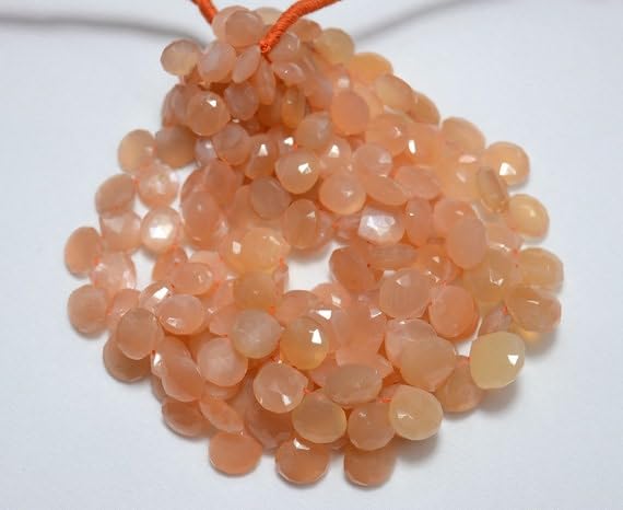 Pierre de lune pêche véritable taillée en cœur, perles de qualité supérieure LKBEADS 8 à 12mm