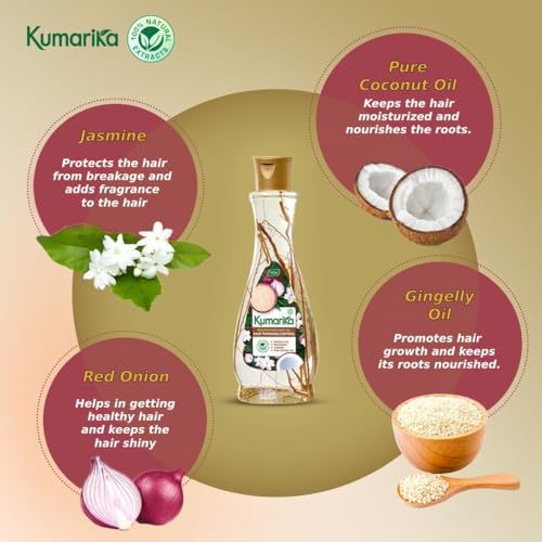 Kumarika Thinning Control Nourishing Hair Oil 200ml- Get thick healthy hair |stop hair thinning - Infused with Coconut, Sesame, Red Onion and Jasmine, a light non sticky natural hair oil - Image 7