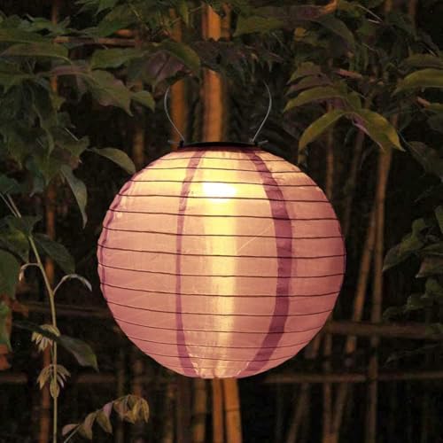 Image of XERGY Solar Powered Outdoor Hanging Lanterns - Auto on /Off, Waterproof Decorative Fabric Lantern Lights for Garden, Patio, Wedding & Party Decoration Hanging Lamps