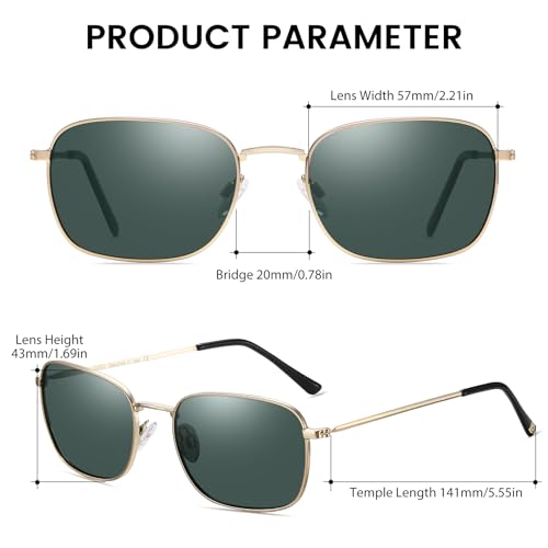 Image of DUCO Square Sunglasses for Men Women Polarized Driving Sun Glasses UV400 Protection Retro Shades DC3038