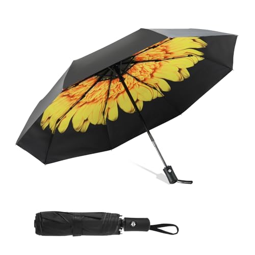 SY COMPACT Paraguas cortavientos automático ligero irrompible, paraguas directo de alta economía, B-Floro amarillo, 98 centimètres, Moderno