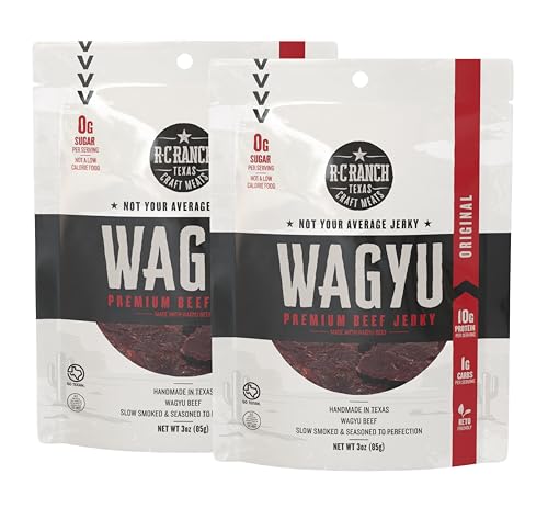 R-C Ranch - Wagyu Beef Jerky - 2 Pack - Texas Original 3oz, Zero Sugar, Keto and Paleo Friendly,...