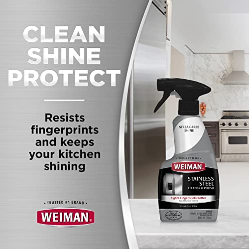 Weiman Stainless Steel Cleaner & Disinfecting Stovetop Daily Cleaner - 12 Ounce - Kitchen Appliance Kit #TOP3