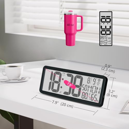 Reloj digital LCD atómico de sobremesa con pantalla de 7.8 pulgadas para el hogar y la oficina 3