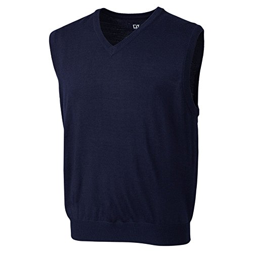 Cutter & Buck Big and Tall Men's Douglas V-Neck Sweater Vest (1XTall, Navy)