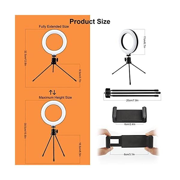 Ringlicht Laptop Swonuk 6.3'' LED Selfie Ringleuchte mit Stativ Dimmbare Videokonferenz Licht Beleuchtungsset für Tiktok… – Bild 4