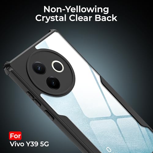 Image of A rtistque Clear Hard Transparent Acrylic Armor Anti-Drop Shockproof TPU Edge Back Cover Case for Vivo Y39 5G - Black