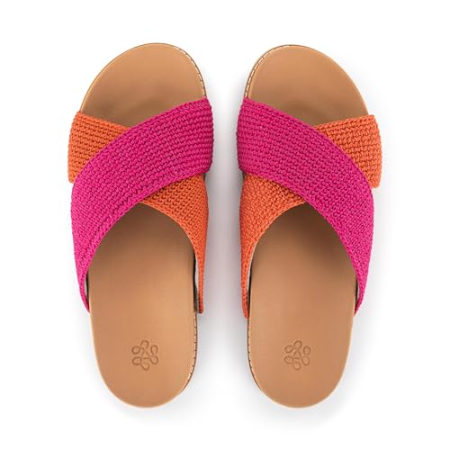 Image of The Sak Penelope Slide Sandal - Women's Flat Fashion Slides with Soft Cushion Sole -Hand Crochet Slip On Sandals For Everyday