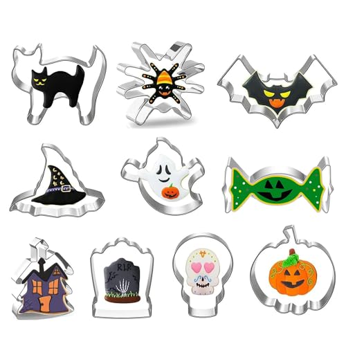 10 Piezas Moldes Galletas Halloween Cortadores Galletas Halloween, Hallowen, Cortapastas Halloween, Moldes Reposteria, Moldes Para De Galletas Halloween (Halloween)