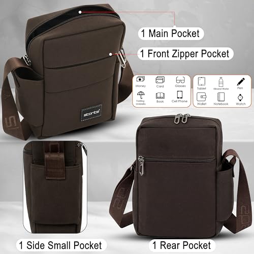 Image of Storite 10 Inch Stylish Padded Mini Sling Crossbody Bag for Men and Women, Small Passport Travel Sling Bag With Water Bottle Pocket