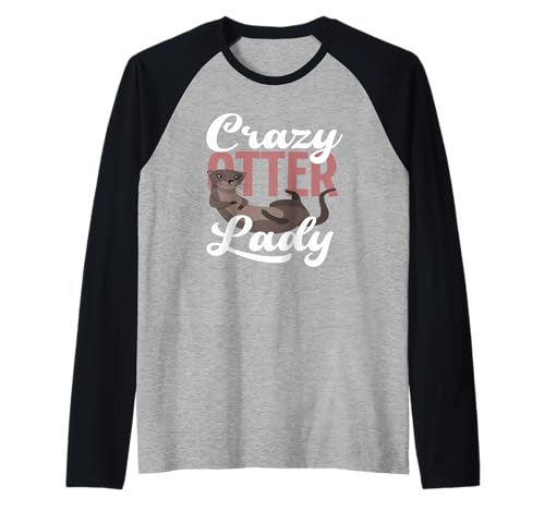 Nutria de mar Crazy Otter Lady Animal Love Camiseta Manga Raglan