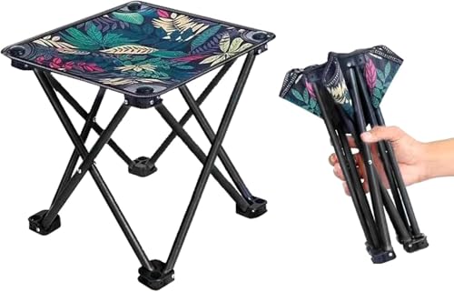 Image of Portable Mini Folding Stool, Lightweight Collapsible Outdoor Seat, Oxford Cloth, Fishing and Camping Chair, Travel, Hiking, BBQ, Garden and Beach, Pack of 1