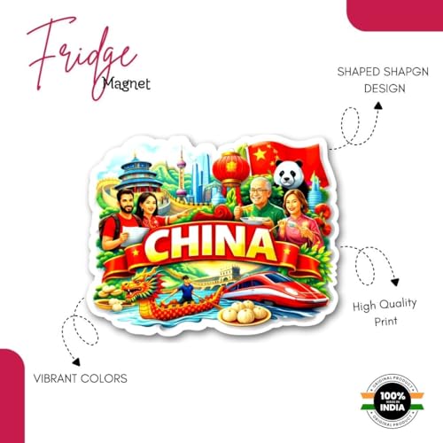 Image of Apna Gift China Souvenir Wooden Fridge Magnet - China Theme Decorative Refrigerator Magnet for Kitchen & Home Decor