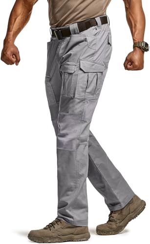 Image of CQR Men's Flex Ripstop Tactical Pants, Water Resistant Stretch Cargo Pants, Lightweight EDC Hiking Work Pants
