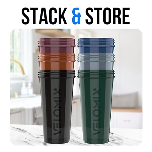 -6 PACK- 28 OZ Protein Shaker Bottles for Protein Mixes, Shaker Cups for Protein Shakes, Small Shaker Bottle Pack, Shaker Cup, Shakers for protein Shakes (Solid Line)