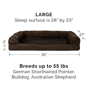 Furhaven Orthopedic Dog Bed for Large/Medium Dogs w/ Removable Bolsters & Washable Cover, For Dogs Up to 55 lbs - Plush & Suede Sofa - Espresso, Large Furhaven Orthopedic Dog Bed for LargeMedium Dogs w Removable Bolsters Washable Cover For Dogs Up to 55 lbs Plush Suede Sofa Espresso Large