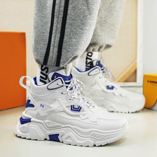 Image of Men'sHigh-Top Chunky Sneakers: Stylish Structural Accents, Trendy Dad Shoe Design, Comfortable Thick Sole & Durable Upper-Street Outfits & Urban Fashion Ensembles