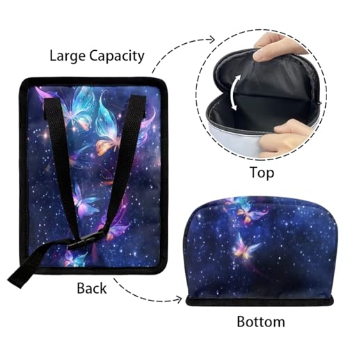 Image of Galaxy Butterfly Car Trash Can with Lid,Butterfly Car Interior Set Zipper Auto Garbage Hanging Leak Proof Vehicle Trash Bin Rubbish Storage Bag for Most Vehicle Back /Front Seat /Console