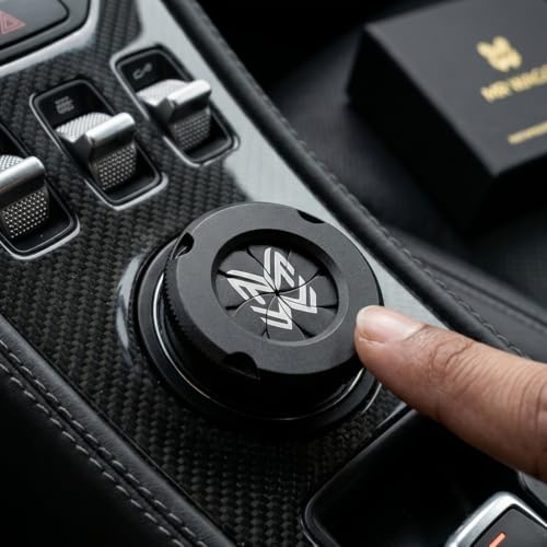 Image of MR WAGON - Protective Car Start Stop Button Cover -Open Close Ignition Cap for Bike and Car -Decorative Car Push Start Button Cover- Auto Accessories for Car Interior (4 cm) Diameter (Black Spin)