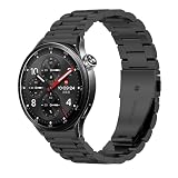 GIOPUEY Cinturini Compatibile con Xiaomi Watch S5 46mm, Acciaio inossidabile Cinturino [Resistente All'usura] - black
