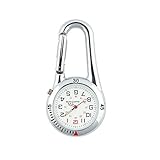 Bewegung: Quarzwerk Fresh66 Taschenuhr mit Karabiner und Zifferblatt mit Leuchtmasse, ideal für Ärzte, Krankenschwestern und Rettungsassistenten (Silber)