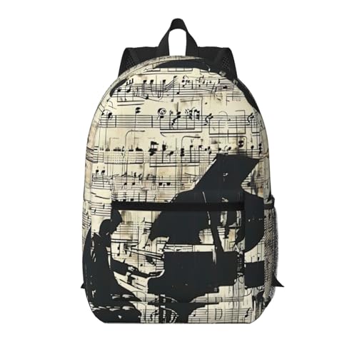 Sac à dos de voyage au motif de partition de musique élégant et spacieux