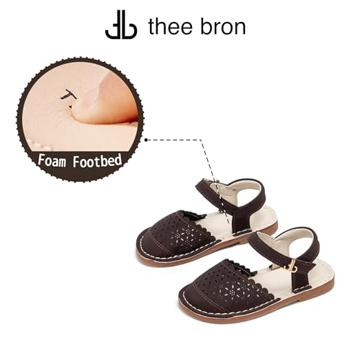 Image of THEE BRON Toddler Floral Cutout Closed Toe Sandals for Girls Breathable Summer Shoes
