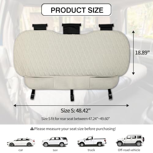 Image of Leader Accessories Faux Linen Rear Bench Seat Cover, Size S, Beige