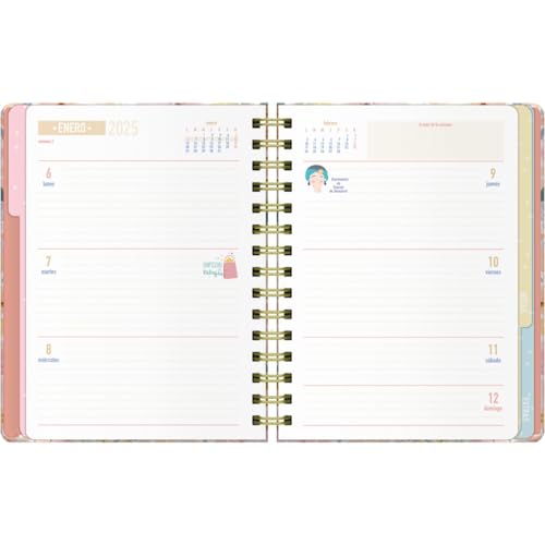 Dohe, 2025 Diary, Week View, A5 (15 x 21 cm), 12 Months January to December, Double Ring Closure, Stickers - Image 2