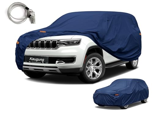 Image of Kaugung Custom Fit Car Cover for Jeep Wagoneer & Grand Wagoneer SWB (2021-2026), Heavy Duty Waterproof All Weather Outdoor Protection, Breathable Full Exterior Cover with Vent, Rain Sun Snow UV Proof