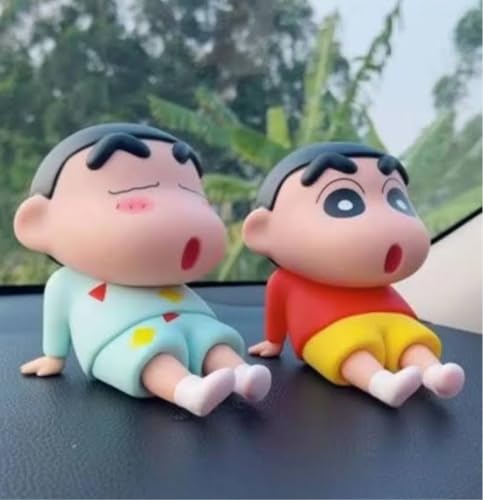 Image of Shin-chan Cartoon Figure Toy Set, Cute Anime Bobblehead Doll, Car Dashboard Decoration, Pack of 2