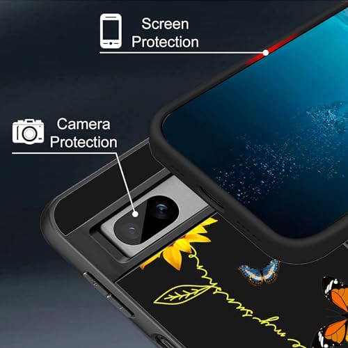 for Google Pixel 7A Phone Case, Stylish Anti-Slip Liquid Silicone Ultra-Thin Body Protection Case, Suitable for Google Pixel 7A, Sunflower and Butterfly - image 6