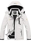 GEMYSE Men's Mountain Waterproof Ski Snow Jacket Winter Windproof Rain Jacket (White,XX-Large)