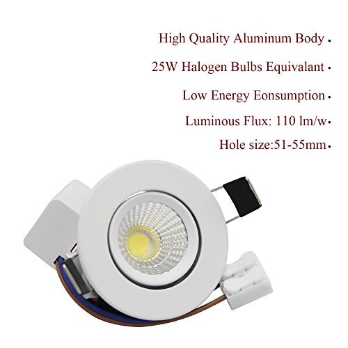 Led Recessed Downlight Zdpcyt 110V Dimmable 3Wcob Cri80 Led Spotlight Lamp Daylight 2 Inch Down Lights Adjustable Angle Recessed Lighting Kits 5000K-5500K Ceiling Lights Pack Of 4 With Led Driver #TOP1