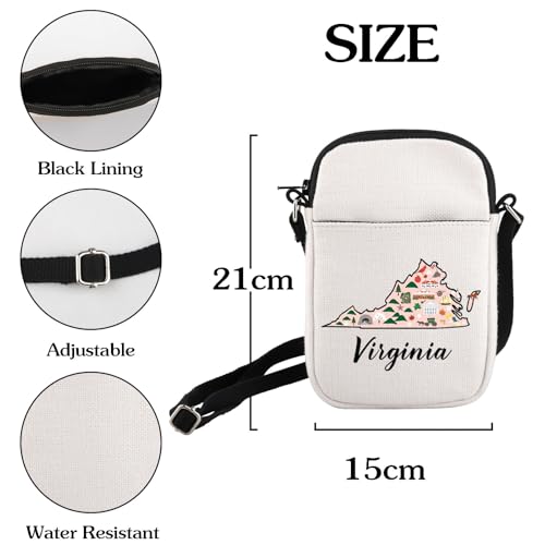 Virginia Locale Crossbody Bag Born in Virginia Gift Virginia Travel Small Sling Bag Virginia Map Gift2