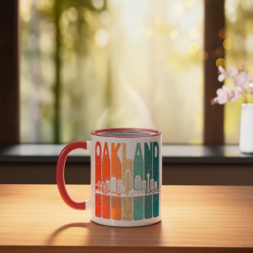 Taza cerámica vintage Oakland 11 onzas rojo/blanco miniatura 3