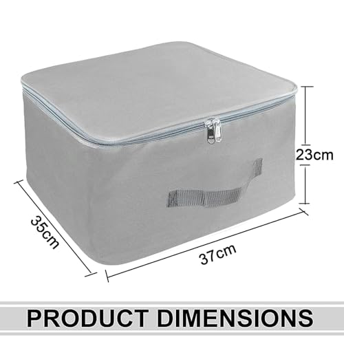Image of Storite 20 Pack Nylon Wardrobe Bag Underbed Moisture Proof Cloth Storage Organizer, Storage box for Clothes Saree Bags with Zippered Closure & Handle (Grey, 37x35x23 cm, Square)