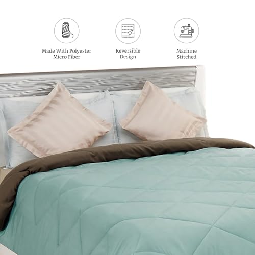Image of Amazon Brand - Solimo Microfibre Reversible Comforter, Double (Sky Blue & Taupe Grey, 200 GSM)
