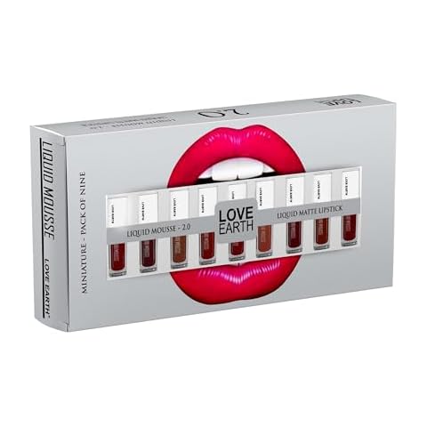 Love Earth Liquid Mousse Lipstick 2.O Matte Finish Combo Kit | Lightweight, Non-Sticky, Non-Drying,Transferproof, Waterproof Lipstick Set | Mini Liquid Lipstick - (2ml X 9) (18mly, Multicolor) Cover