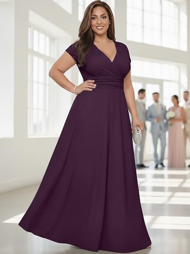 Image of KOH KOH Womens 2026 Sexy Cap Short Sleeve V-Neck Flowy Cocktail Gown