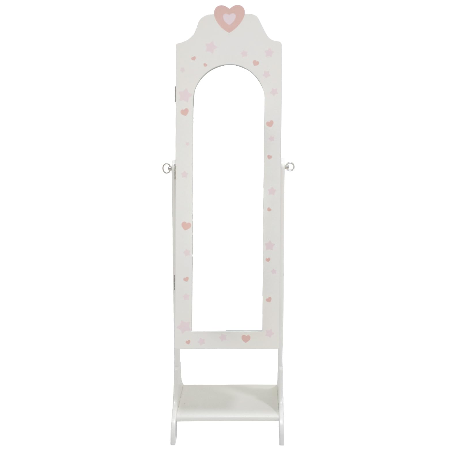 Standing Jewelry Cabinet, Floor Spray-Painted Armoire With Mirror and Drawer, Space-Saving Organizer, Christmas Gifts, Gift Idea (White Heart)