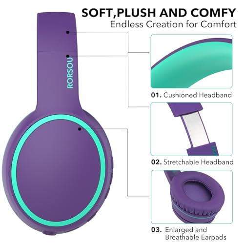 Image of B10 Wireless Headphones On-Ear, Lightweight Folding Deep Bass Bluetooth Headset with Mic, 50H Playtime, Volume Control, Bluetooth 5.3 Headphones for iPad /Travel /Tablet /PC (Purple)