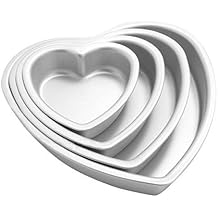 eoocvt 4pcs Aluminium Heart Shaped Cake Pan Set Tin Muffin Chocolate Mold Baking with Removable Bottom - 5" 6" 8" 10"
