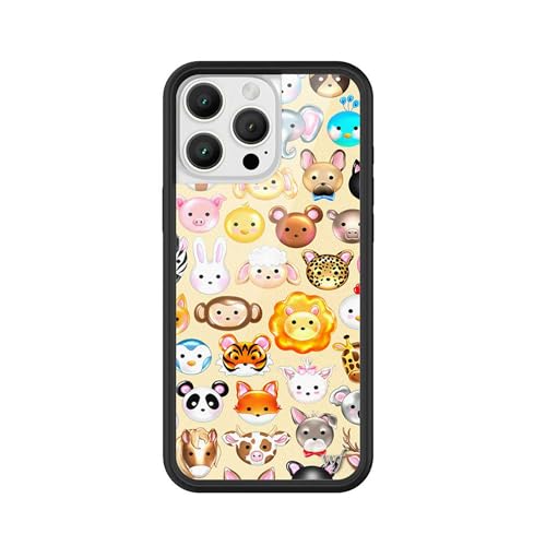 Image of Wildflower Cases - Compatible with iPhone 16 Pro Max | Protective Black Bumper, 6.5ft Drop Test Certified, Women Owned Small Business | Yellow Blue White Zoo Aesthetic Trendy Cute | Animal Kingdom