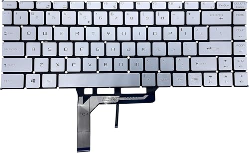 Replacement Backlight Keyboard for MSI GF65 GS65 Stealth Series Game Laptop, for MSI GF63 Thin Game Laptop US Layout with Backlight (Silvery)