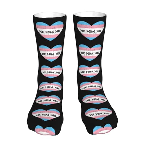 He Him His Transgender Pride Pattern Socks Sport Socks For Women Men Breathable Long Socks For Running Athletic Travel, Black