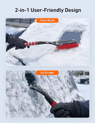 Image of AstroAI 27 inch 2-in-1 Detachable Snow Brush & Ice Scrapers for Car Windshield