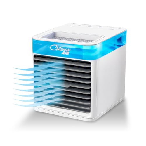 JML Air Cooler Portable Fan and Humidifier - Chillmax Air Pure Chill 2.0 4-Speed Settings with Dual Mist Spray Jets Evaporative Hydro-Chill Filter Easy Clean Alternative Air Conditioning Unit