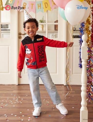 Disney Mickey Mouse Boy Zipper Hoodie Girl Graphic Sweatshirt Kid Cloth Fall Jacket Winter Cardigan Top Red 6-7 Years - image 3